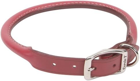 Coastal - Circle T - Oak Tanned Leather Round Dog Collar, Red, 1" x 24"