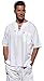 Cotton Natural Mens Short Sleeve V-neck Shirt with Drawstring (XXLarge, White)