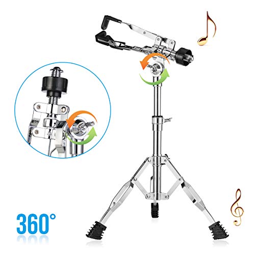 Practice Snare Drum Pad with Stand,12 inch Double Sided Drum Pad Set with Adjustable Percussion Pad Stand,1 pairs of 5A Drum Sticks for Drumming - Thumbnail 3