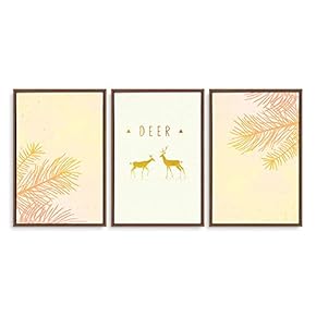 Framed Canvas Wall Art for Living Room, Bedroom Abstract Deer Collection Canvas Prints for Home Decoration Ready to Hanging - 16"x24"x3 Panels
