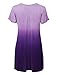Lock and Love WT1085 Womens Dip Dye V Neck Short Sleeve Pleats Tunic Top L PURPLE