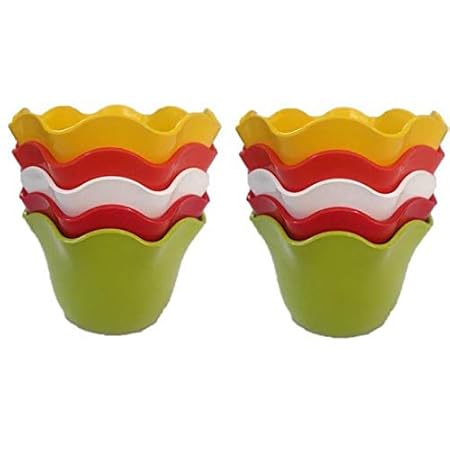 Antier Daisy 4 inches pots Multicolored Set of 10 Pieces Plant Container Set (Pack of 10, Plastic) (Plastic, External Height - 8 cm)