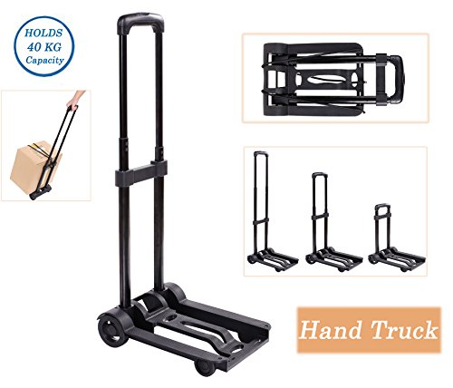 Portable Folding Push Hand Truck Trolley Luggage Flatbed Dolly Cart Collapsible Compact and Lightweight Handcart for Luggage, Moving, Travel and Shopping Use (US STOCK)