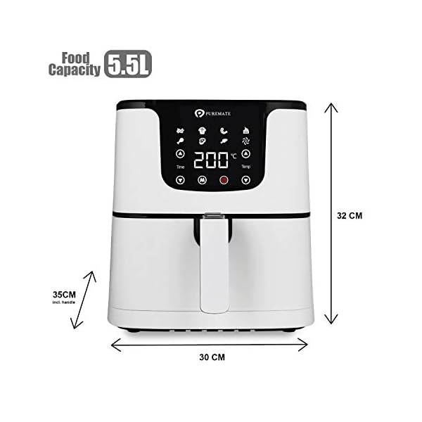 PureMate-Air-Fryer-with-Digital-Display-Recipes-Book-XL-55L-Healthy-Oil-Free-1700W-Air-Fryer-with-7-Preset-LED-One-Touch-Screen-Timer-Adjustable-Temperature-Control-for-Low-Fat-Cooking PureMate Air Fryer with Digital Display & Recipes Book, XXL 5.5L Healthy Oil Free 1700W Air Fryer with 7 Preset, LED One…