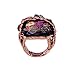 KAYMEN FASHION JEWELLERY Cubic Gem Resin Stone with Crystal Elastic Stacking Rings Antique Gold and Silver Tone 3 Colors (Coffee)