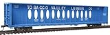 HO Scale 72' Centerbeam Flatcar w/Opera Windows - Ready to Run -- Arkansas-Oklahoma AOK #2010 (blue, Billboard Tobacco Valley Lumber)
