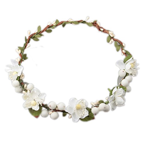Love Sweety Flower Berries Crown Headband for Wedding Festivals HH7 (White)