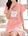 Vopmocld Big Girls' Cute Happy Cat Sleepwear Short Sleeve Summer Soft Nightgown, Pink, 14
