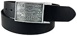 Levi's Men's 1 1/2 in.Plaque Bridle Belt With Snap Closure,Black,Large(38-40)
