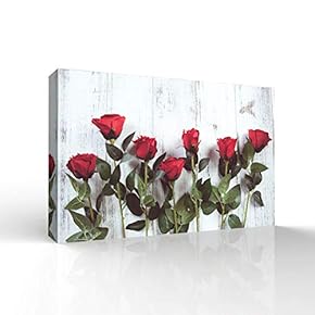 Canvas Wall Art Wood Feature Flowers Painting Artwork for Home Prints Framed - 12x18 inches