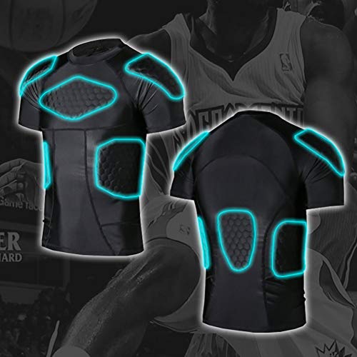 image for Boly Men's Padded Compression Shirt Protective Short Sleeve T Shirt Ri