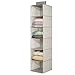 mDesign Fabric Over Rod Hanging Closet Storage Organizers, Includes a Wide 6-Shelf Sweater Organizer, and a Narrow 10-Shelf Shoe Rack - Chevron Zig Zag Print - Set of 2 - Taupe/Natural