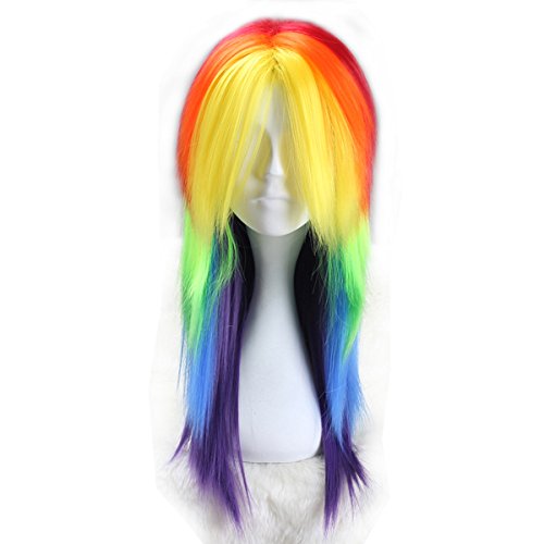 Miss U Hair My Little Pony Rainbow Dash Synthetic Long Straight Cosplay Wig Claw Ponytail Set