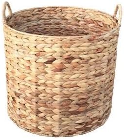 Red Hamper WH003/1 Medium Round Storage Basket with Water Hyacinth, Wicker, Brown, H 400 x W 400 x D 340 x H 400 mm