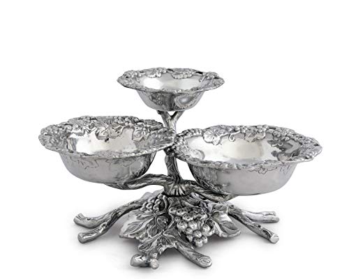 Arthur Court Designs Aluminum Grape Tiered 3-Bowls - Thumbnail 3