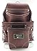 LEATHER GOLD Heavy Duty Tool Pouch | Carpenters Tool Pouch 3350, Brown, Oil-Tanned, 10 Pockets, 2 Hammer Holders, Reinforced Seams