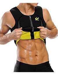 LAZAWG Men Sauna Vest Waist Trainer for Weight Loss Thermal Body Shaper Neoprene Corset Zipper Sweat Tank Top Workout Fitness Shirt Tummy Fat Burner Slimming Suits