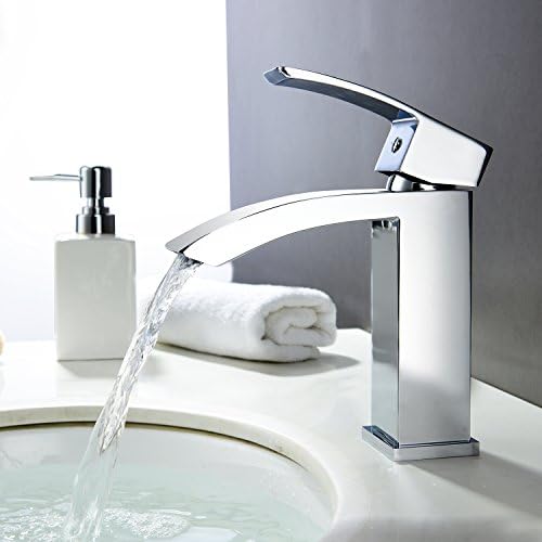 iMoebel Waterfall Basin Sink Tap Bathroom Monoblock Mixer Faucet Chrome Single Hole Brass Single Handle Water Saving
