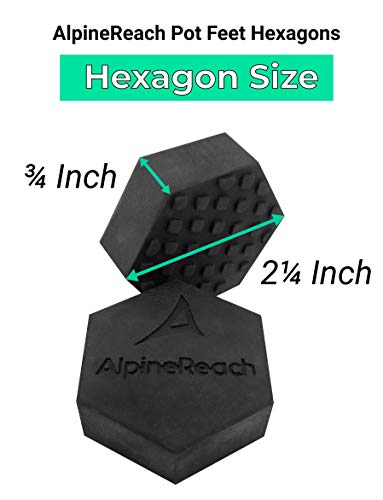 AlpineReach Pot Feet Hexagons 12 Pack - Protect Healthy Plants - Strong Invisible Risers Supports Small to Large Flower Planters with Increased Stability - Outdoor Lifter Toes Elevators Adhesive Pads