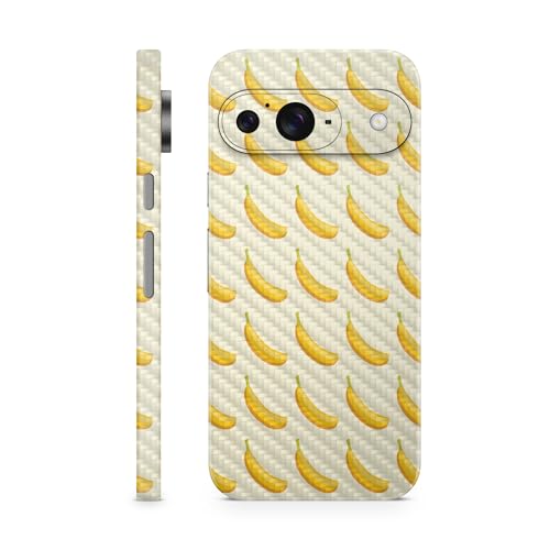 Carbon Fiber Phone Skin Compatible with Google Pixel 9 - Banana Grid - Premium…