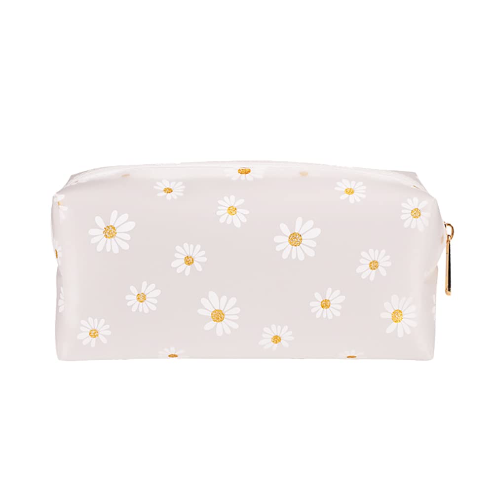 FSSTUD Cute Daisy Pencil Case Large Plastic Pen Pencil Bag Makeup Pouch Travel Cosmetic Bag Case for Teenage Girls School Women
