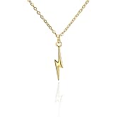Amaxer Adjustable Length Lightning Bolt Necklace Minimalist Jewelry for Women Men Trendy Stainless Steel Pendant for Daily Wear