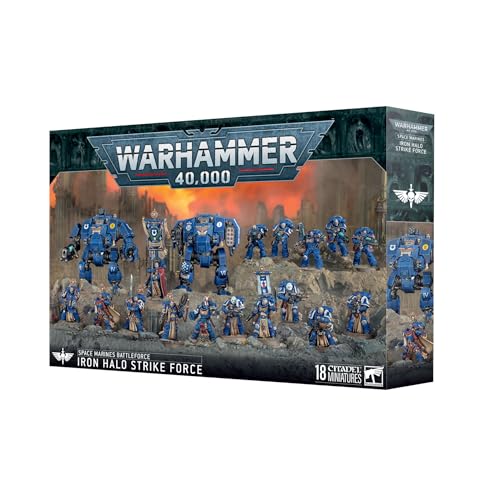 Warhammer 40,000 Space Marines Battleforce: Iron Halo Strike Force | Captain, Lieutenant, Redemptor & Ballistus Dreadnoughts, Sternguard Veterans & Hellblasters | 18 Plastic Miniatures