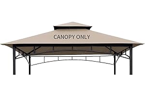 CoastShade 5 ft x 8 ft TOP Only Grill BBQ Gazebo Roof Top Double Tiered Replacement Canopy Roof Outdoor Gazebo Tent Roof Top,Light Khaki