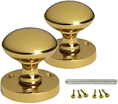 HANDLESTORE Designer Round Mortice Door Knob Polished Brass Set 1 Pair
