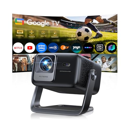 Smart Projector Google TV/360° Rotatable: 4K Projector with Auto Focus/6D Keystone Correction, 1080P Full HD WiFi6 & Bluetooth Home Cinema / Outdoor