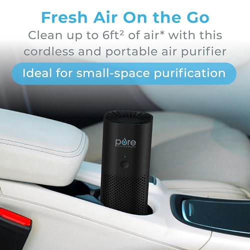 Pure Enrichment PureZone Mini Portable Air Purifier - Cordless True HEPA Filter Cleans Air & Eliminates 99.97% of Dust, Odors, & Allergens Close to You - Cars, School, & Office