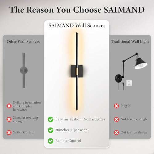 Wall Sconces Set of 2 Battery Operated, Wireless USB Rechargeable Wall Lights with Remote Control, 360° Rotation, 8000mAh LED Dimmable Picture Lamp for Living Room, Bedroom, Hallway