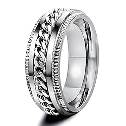 Juztec Spinner Aesthetic Rings For Men Women Silver