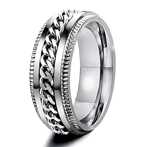 Juztec Spinner Aesthetic Rings For Men Women Silver