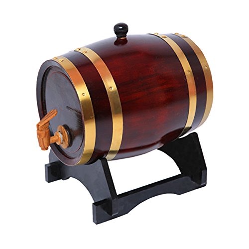 1.5L Oak Barrel Wooden Barrel for Storage or Aging Wine & Spirits Wine Barrels Wine Holder (Retro Color)