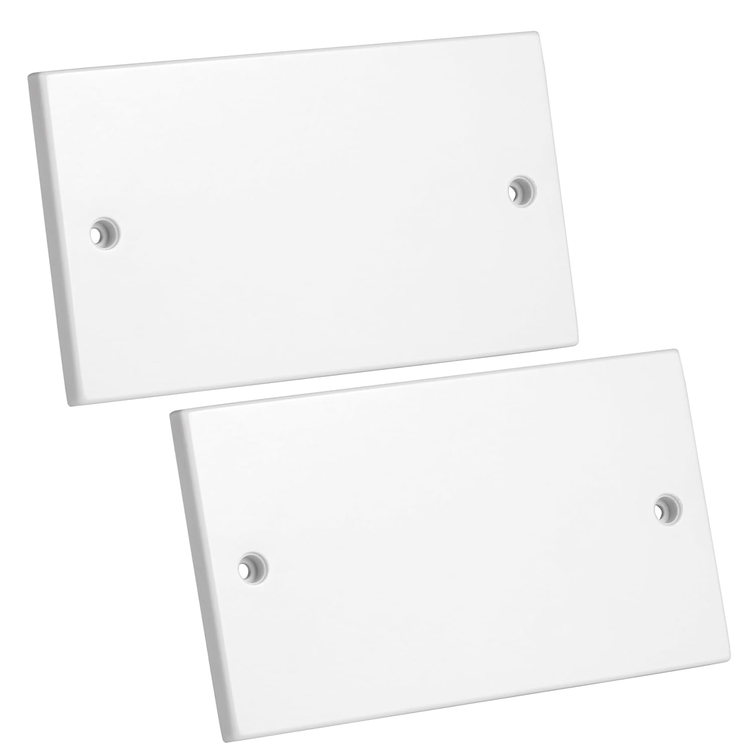 rhinocables Single-Gang Socket Blanking Plate – White Waterproof Cover for Unused Light Switch & Plug Boxes | Tough, Clean-Finish Wall Plate with Screws for Homes, Schools & Offices (Pack of 2)