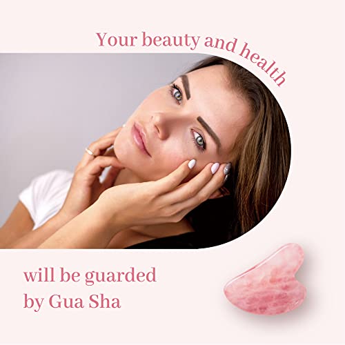 Rena Chris Rose Quartz Gua Sha, Natural Jade Gua Sha Facial Tools for