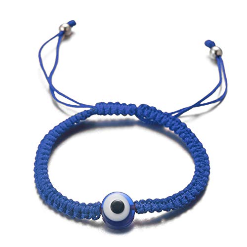 HALUKAKAH Evil Eye Bracelet for Women Men Handmade Braid Blue String Blue Eye Handmade Braid Bracelet Size Adjustable Protection Mal de Ojo Jewelry with Free Giftbox