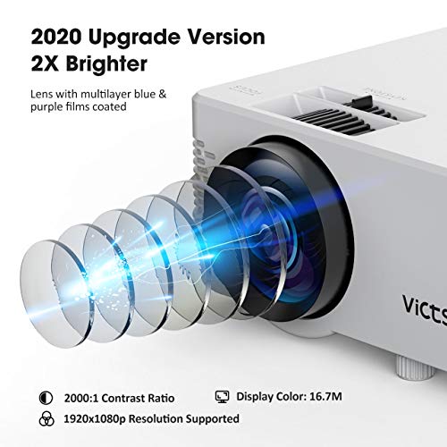 WiFi Projector, 4200L Wireless Bluetooth Mini Projector with Tripod, 1080P 170\'\' Display Supported, Compatible with TV Stick, PS4, DVD, Portable Projector for Home Entertainment