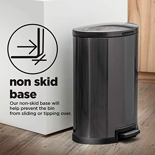 Home Zone Living 12 Gallon Kitchen Trash Can, SemiRound Stainless