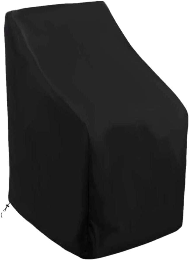 skyfiree Stacking Patio Chair Cover 35x35x47/35 inch Barstool Covers Waterproof Durable Outdoor Furniture Cover Stackable Patio Chairs Highback Chair Cover Protector Black