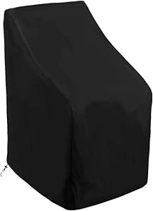 skyfiree Stacking Patio Chair Cover 35x35x47/35 inch Barstool Covers Waterproof Durable Outdoor Furniture Cover Stackable Patio Chairs Highback Chair Cover Protector Black