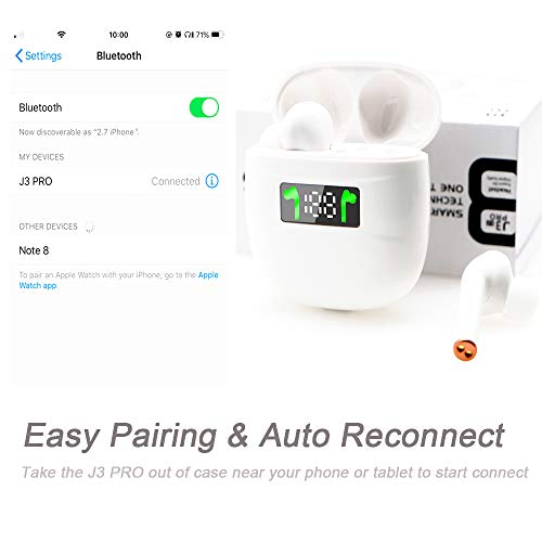 Upgrade Wireless Earbud Headphones Digital LED Bluetooth 5.2 Earphone in-Ear Smart Sports HiFi Stereo Deep Bass Headset with Charging Case Type-C Cable for Sport/Travel/Gym/Work for iPhone Android