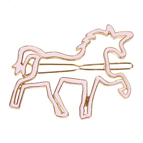 Minimalist Dainty Hollow Unicorn Metal Hairpin Hair Clip Clamps Accessories Women Pink
