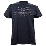 Chevy Chevrolet with American Flag Distressed Vintage Faded Print on a Black T Shirt Large