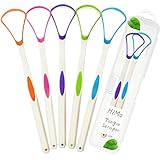 Tongue Scraper Cleaner with Travel Handy Case, 5 Pack Gentle 100% BPA Free Sweeper for Healty Oral Care and Adults Kids, Easy to Use, Help Fight Bad Breath