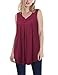 Tunic Tank, Messic Womens Sleeveless Buttons Round Neck Pleated Front A Line Flowy Tunic Shirts(XX-Large,Wine)