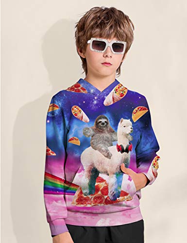 TUONROAD Graphic Sweatshirt for Teen Girls Boys Alpaca Pizza Kangaroo Pocket Hoody Long Sleeve Hoodie