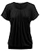 Doublju Basic Short Sleeve Round Neck Drape Loose Fit Top for Women with Plus Size