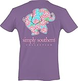 Simply Southern Women's Preppy Elephant Amethyst S